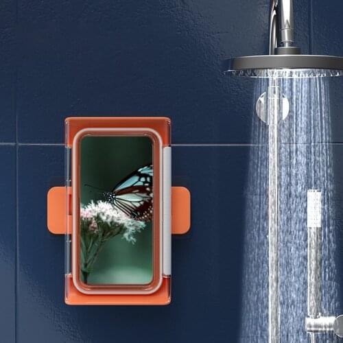 Upgraded Shower Phone Holder 360° Rotation Waterproof Phone Holder Wall Mount Anti-Fog Punch-Free Touchable Screen Bath