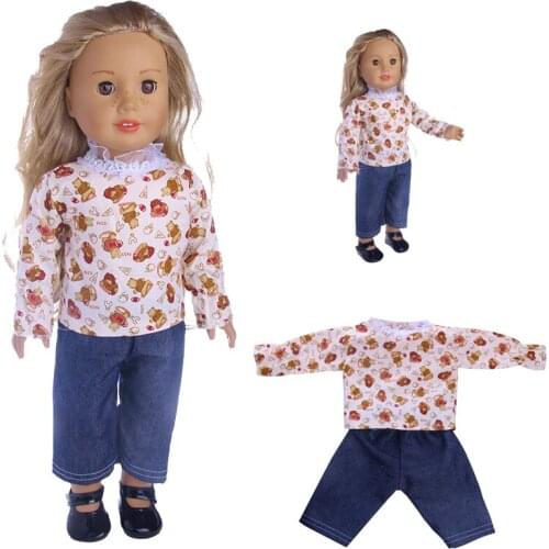 New Fashion Doll Clothes 2 pieces suit cute clothes for 18 inch American Doll ,Children best Birthday Gift