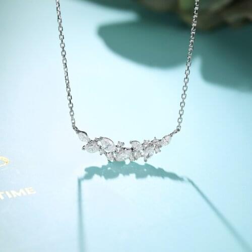 High quality Alien smile zircon necklace clavicle chain 925 silver sweet zircon color gold pendant lady party jewelry gift
