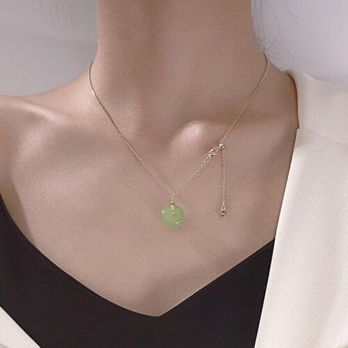 Hetian jade safe buckle necklace female fashion wild clavicle chain niche design jewelry 2021 new ins