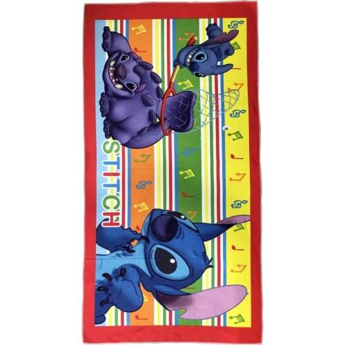 Disney Cartoon 100% Polyester Floral Stitch Mickey Mouse Microfibre Home Bath Beach Towel Swimming Towel 70X140cm