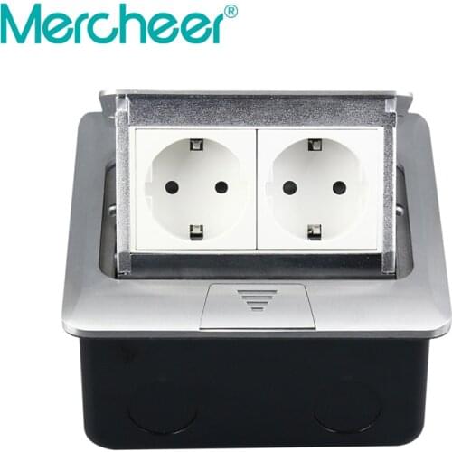 Popular All Aluminum Panel EU Standard Pop Up Floor Socket 2 Way Electrical Outlet Modular Combination