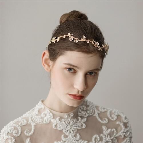 Bridal Headband Gold Branch Hair Vine Hand Vintage Wedding Tiara Hair Crown Women Prom Accessories Jewelry