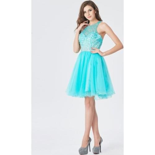 Hohe Qualität Perlen Puffy Short Graduation Kleider Sexy Back Offene Abendkleid Großhandel
