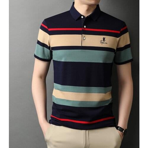 High Grade Mens Designer Polo Shirts 2021 Summer Brand Striped Embroidery Logo Tops Short Sleeve Casual Fashion Men Clothing