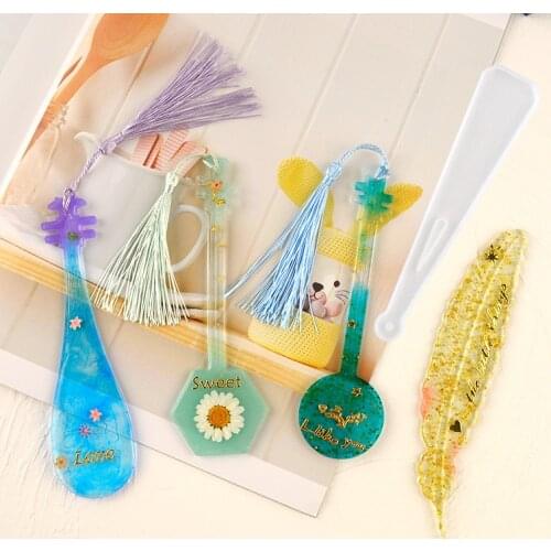 DIY Manual Feather Rectangle Bookmark Silicone Mold for Diy Making Epoxy Resin Jewelry Diy Craft Silicone Transparent Mold