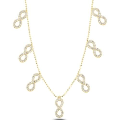 Silver 925 Sterling Infinity Zircon Cubic Zirconia Dangle Necklace