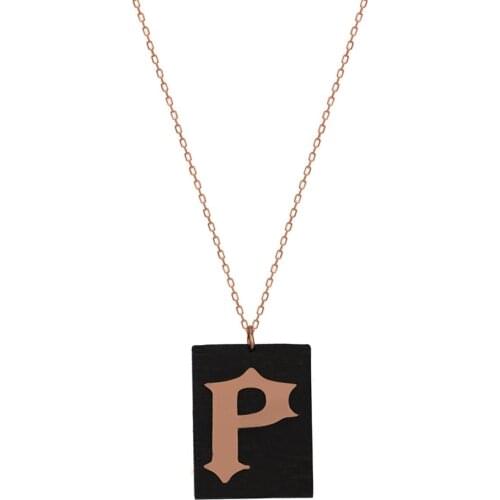 Silver, Black On Plate Letter Necklace-P, is the most beautiful gift for Loved Ones options