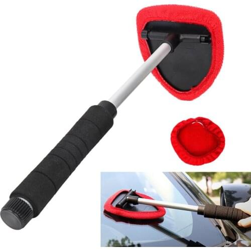 Car Windshield Cleaner Brush Wiper Telescopic Handle Microfiber Windshield Cleaner Soft Towel Brush Car Care Cleaning Tools