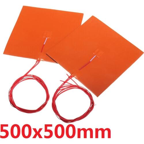 500 X 500 mm Silicone heating pad 3d printer heated pad 1000W@220V with 100k thermistor adhesive back