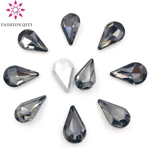New arrival 5X8mm/6X10mm/8X13mm Grey Teardrop pointback pear shape Glass Crystal rhinestones 50pcs diy Nail art accessories