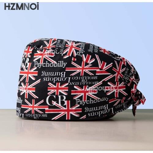 Unisex Scrubs Caps Adjustable Cotton Tooth Printing Hats High Quality Adjustable Sweat-absorbent Elastic Cotton Scrubs Hats