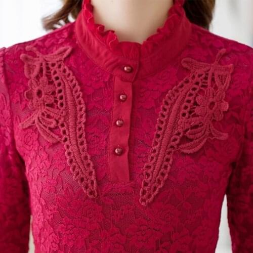 Women Blouse Winter Lace plus Size Long Sleeve Womens Top Blusas Ropa De Mujer
