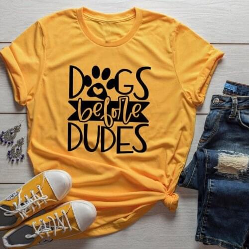 Dogs Before Dudes T Shirt Dog Lover Mom Funny Tshirt Woman Cute Graphic Women Fashion 90s Quote Grunge Tee Tops