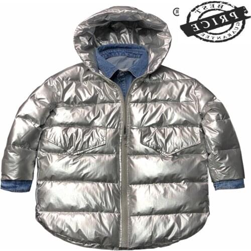 Women Winter Jacket Parkas Mujer 2021 Korean Streetwear Hat Hoodies Spliced Fashion Coats Jeans Fit Casaco Feminino LW52a