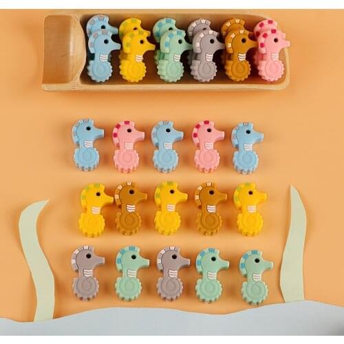 Kovict 10pc Hippocampus Baby Silicone Beads BPA Free Food Grade Silicone Pandents DIY Pacifier Chain Accessories Baby Molar Toy