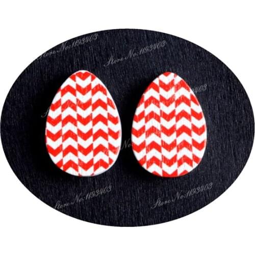 13x18mm Geometry Tear Drop Shape Painted Wood Laser Cut Cabochon to make DIY Rings, Earrings, Brooch, Necklace pendant