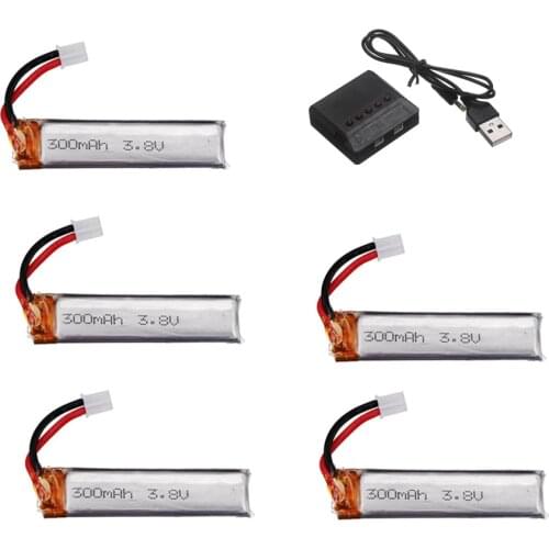 1S 3.8V 300mAh 30C Lipo Battery + 5 in 1 Charger Set For Mobula7 Snapper FPV Racing Cine Whoop Drone