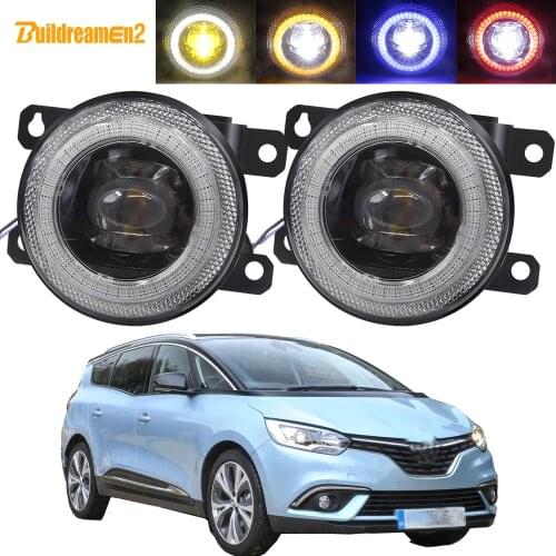 2 Pieces Car Fog Light Assembly LED Lens Angel Eye Daytime Running Lamp DRL 30W 8000LM 12V For Renault Grand Scenic 2004-2015