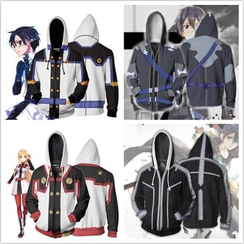 Sword Art Online Kirito Kirigaya Kazuto 3D Hoodie Jogger Sweatshirt Sao Hoodie