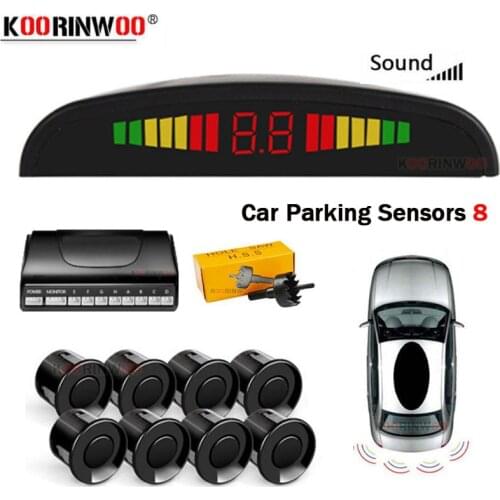 Koorinwoo Car detector Auto Parking Sensor 8 Front and back Radars With Monitor LCD Automobiles Parktronic Sensor Parking Assist