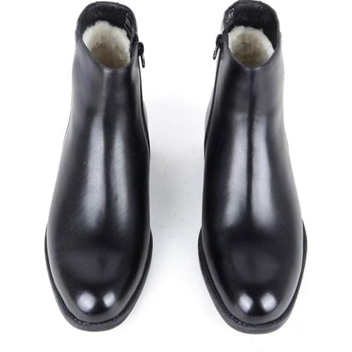 Leather High Top Walking Wool Cotton Boots Outdoor Training Travel Military Army Combat Hunting Side Zipper Warm Shoes Mens