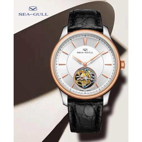 Seagull Tourbillon Watch Mens Manual Mechanical Watch Simple Business Gold Watch 72 Hours Power Reserve 8801G
