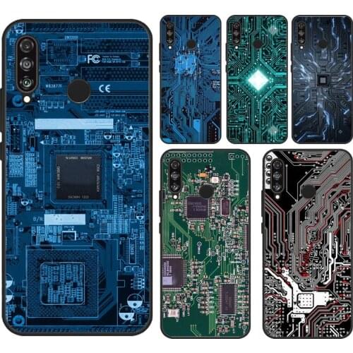 The Integrated Circuit Board Case For Huawei Mate 20 Lite P Smart 2019 2021 Cover For Huawei P20 Lite P40 P30 Pro Case
