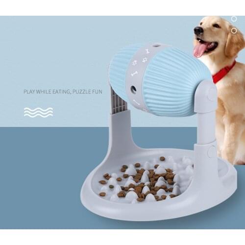 Food Dispensing Interactive Cat Toy Adjustable Height Automatic Pet Slow Feeder Dog Bowl