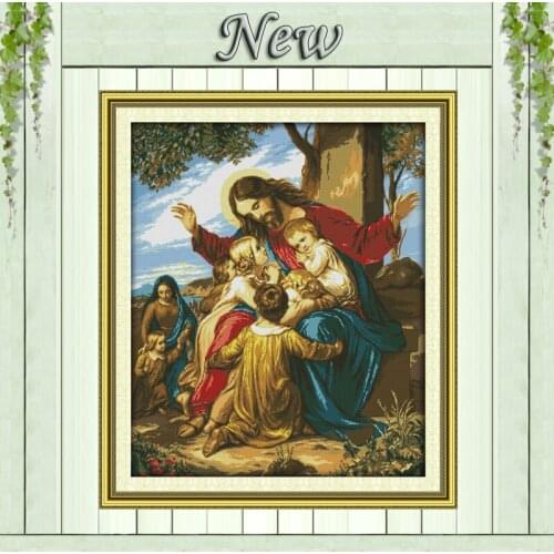 Jesus and his children Christian home decor counted printed on canvas DMC 11CT 14CT kits Cross Stitch embroidery needlework Sets