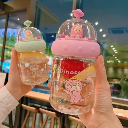 Kawaii Kids Cup Cute Portable Juice Plastic Water Bottle School for Girls Drinking Bowl Children Travel Thermos Gourd Drinkware