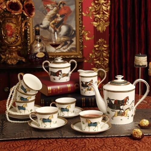 European-style 15-piece ceramic coffee set tea set tea cup set English afternoon tea creative wedding gift porcelana tea sets