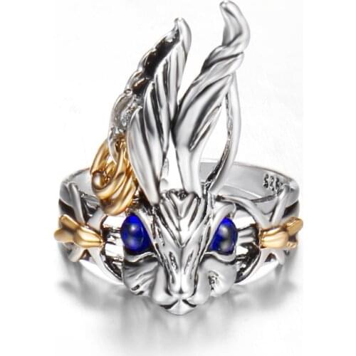 Retro Creative Crystal Alloy Hip Hop Trend Men Ring Big-eared Red-eyed Rabbit Ring Ins Open Fashion Boho Bunny Rings 2021