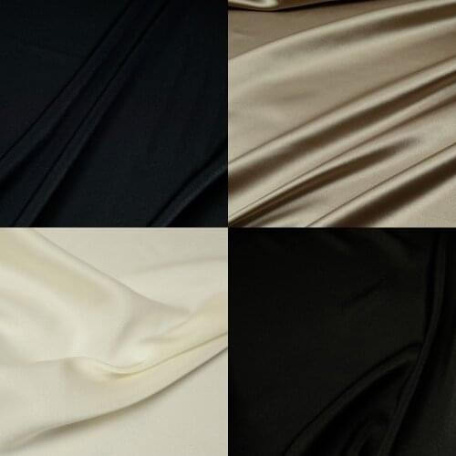 LEO&LIN Black Brown High-grade Imitate Silk Crepe Opaque Patchwork Black White Blue Khaki Fabric For Sewing