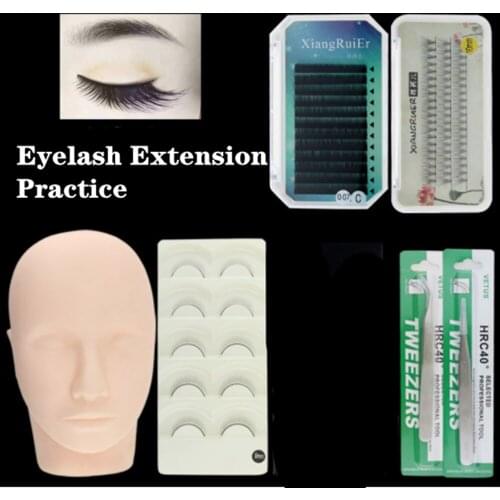Eyelashes Extension Mannequin for Eyelashes Dummy for Lashes Extension Supplies Practice Head Mold Lash Set Head Silicone Dummy