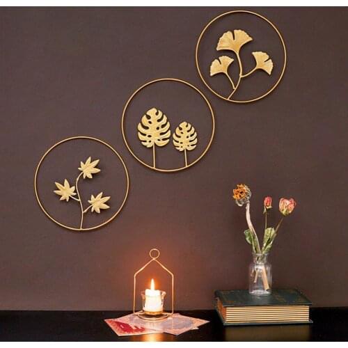 Nordic Style Metal Leaf Design Wall Hanging Ornament Pendant Home Decor Supply