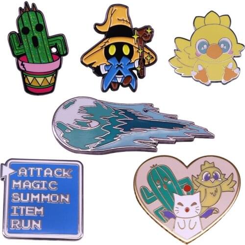 Cute Cactus 8 Bit Pixel Red Mage Enamel Pin Attack Magic Summon Item Run Super Game Film Accessory