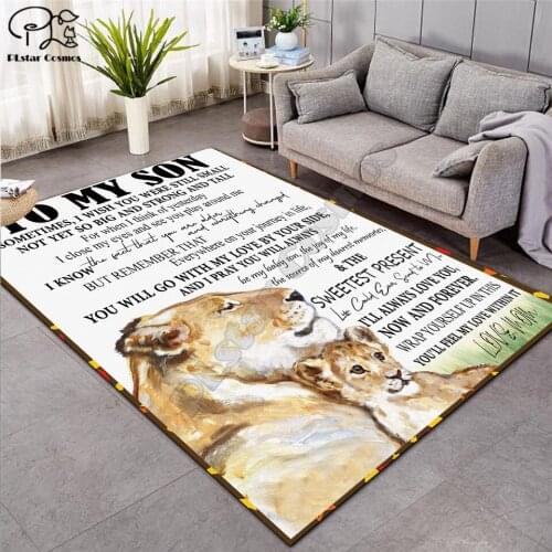 To My Son Pattern Fashion Soft Flannel Lion 3D Printed Rugs Mat Rugs Anti-slip Large Rug Carpet Home Decoration 08