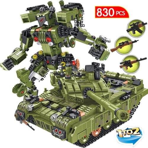 830pcs Military TYPE 99 Main Battle Tank Building Blocks Sets Compatible Tank WW2 Deformation Robots Bricks Toys for Boys
