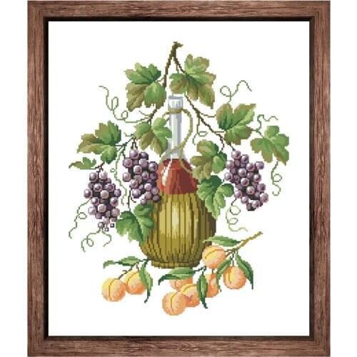 DreampatternGrapes and wine cross embroidery kits fruit pattern 18ct 14ct 11ct unprint canvas Cross-stitch DIY needlework