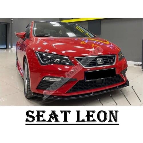 For SEAT LEON MK 3 Front Bumper Attachment Lip 2012-2020 Piano Glossy Black Splitter Diffuser Mud Flaps Universal Spoiler Bumper