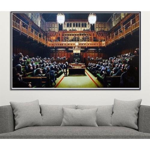 Banksy Monkey Parliament Canvas Painting Modern Posters and Prints Abstract Wall Art Pictures for Living Room Cuadros Home Decor