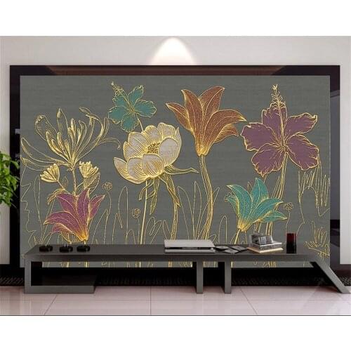Customize any size 3D mural wallpaper modern flower plant leaf butterfly living room theme hotel luxury decoration 3d wallpaper