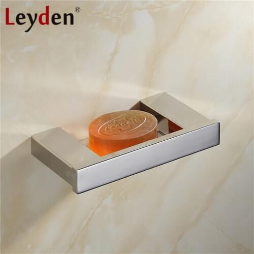 Leyden Soap Holder Polished Chrome Square Wall Mounted Soap Dishes Holder SUS 304 Stainless Steel Soap Dish Bathroom Accessories