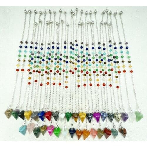 Natural Gem Stone Quartz Crystal amethyst 7 Chakra Reiki Healing Pendule Pendant Pendulums for Dowsing Divination Men Women 1pc