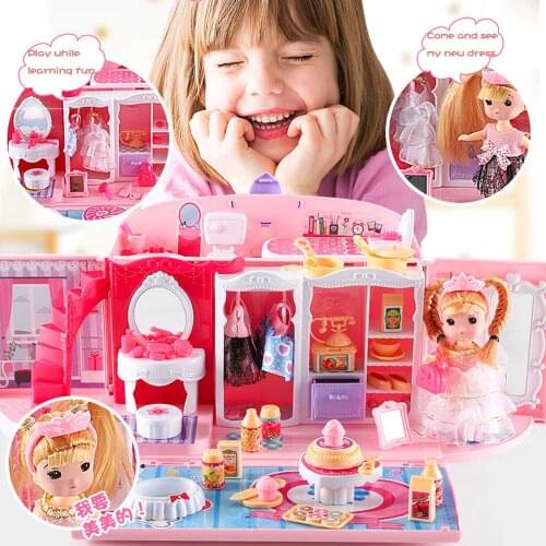 New Childrens Girls Toys Girl Dreams Handbag Play House Princess Toy Handbag Bedroom Kitchen Play House Birthday Gift