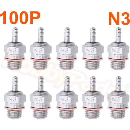 Wholesale 100Pcs/Lot Hot Glow Plugs N3 3# Spark Plug Engine Parts Accessroies For Nitro Powered Buggy RC Cars Truck Planes 70117