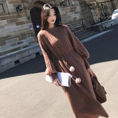 Autumn Long Sweater Dress Women Knitted Long Dresses Winter Fashion Maxi Dress Women Clothing