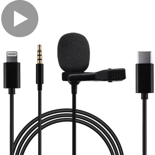 Lavalier Microphone Lapel Buttonhole Micro Tie USB For iPhone Android Do Mobile Cell Phone Smartphone Gaming Mic Mini Mikrofon