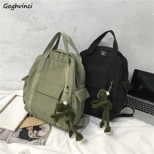 Backpacks Women Safari Style Patchwork Nylon Multi-pockets Harajuku Waterproof Laptops School Collage Simple All-match Fashion